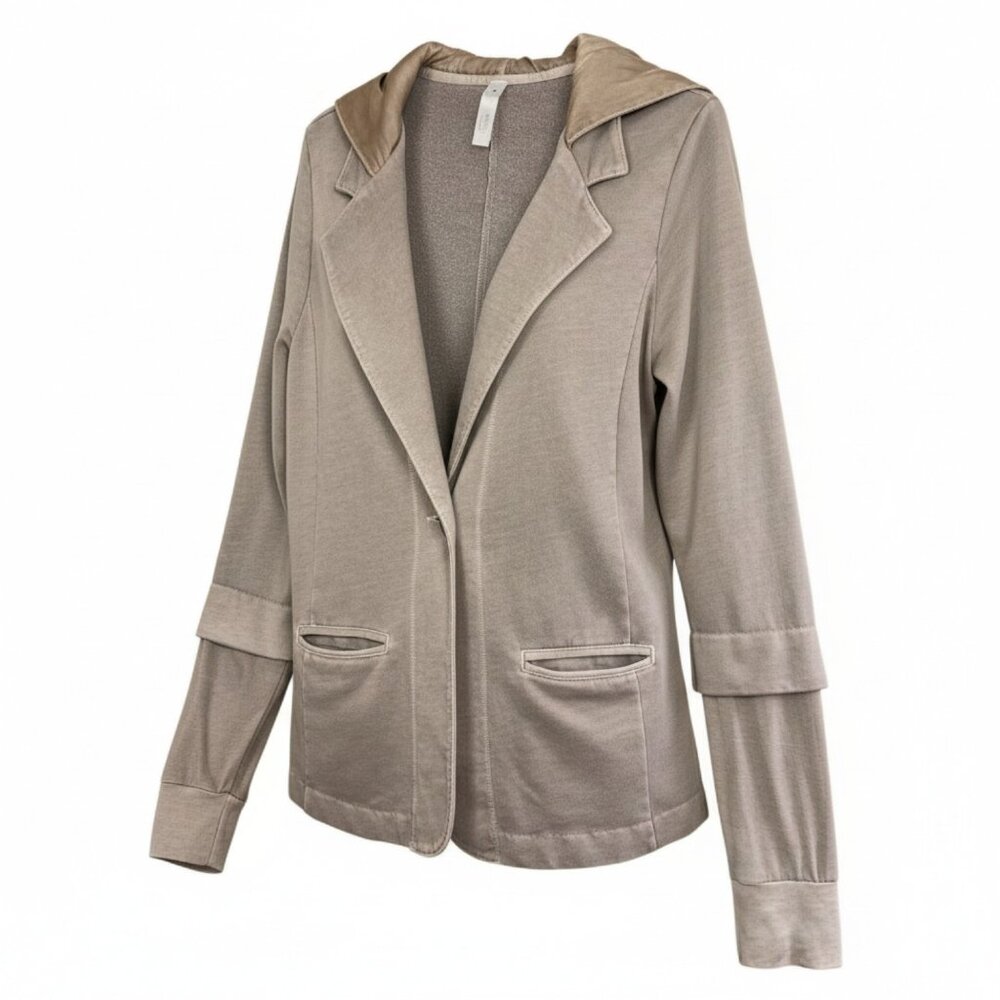 Anthropologie Aryn‎ Glasser Taupe Stretch Hooded Jacket Blazer